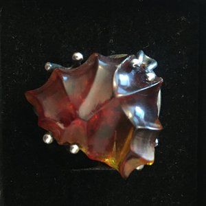 Rock Shaped  Amber Ring